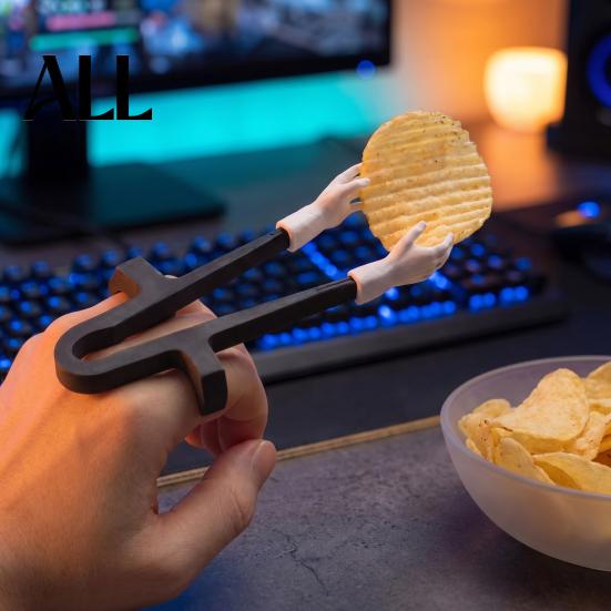 Portable Finger Tongs for Potato Chips Snack Chopsticks Gaming, Finger-Mounted Fork with Mini Hand Lazy Clip Watching TV Design, No-Touch Popcorn