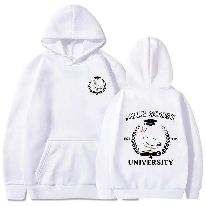 Silly Goose University Print Clothes Prevalent Vintage Casual Hoodies Autumn Fleece Sweatshirt Regular Pullover Blouse