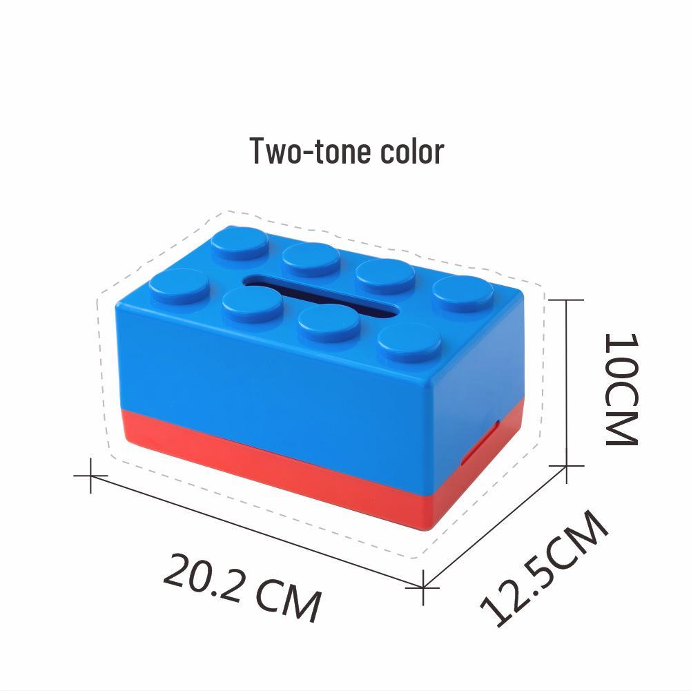 Two-Tone ABS Building Blocks Tissue Box - Creative Pull-out Design for Bathroom & Living Room