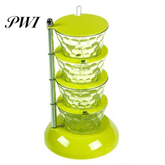 Spice Container Seasoning Box Multiple Layers Good Sealing Large Capacity Sugar Salt Transparent Rotatable Vertical Jar Kitchen Accessories