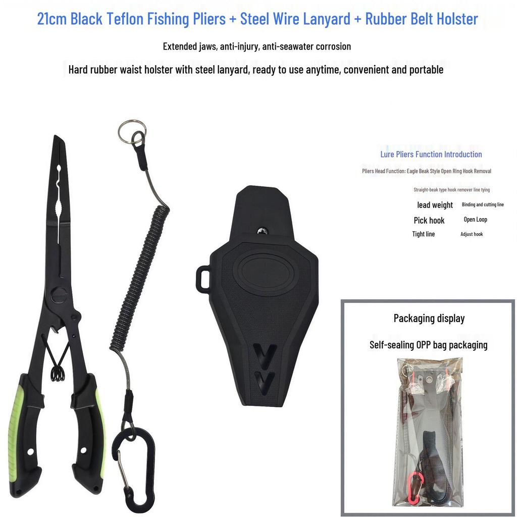Black Teflon Eagle Beak Fishing Pliers: Multi-functional Hook, Line Cutter & Fish Control Tool