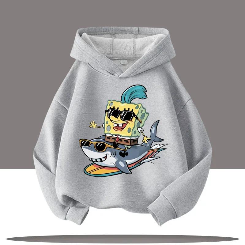 Podzim Zima Spongebob v kalhotách Tištěné Mikiny Ležérní Teplé Sportovní Dlouhý Rukáv Dětské Chlapecké a Dívčí Dětské Unisex Mikiny s Kapucí