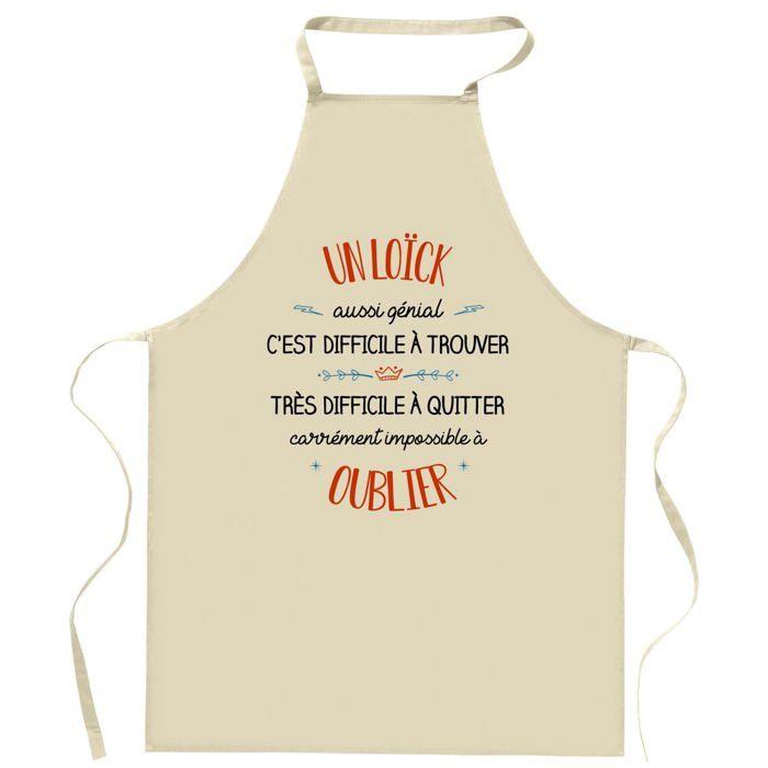 Planetee Tablier de cuisine Un Loïck aussi génial | Cadeau Original Humour pour Cuisinier Vêtement Blouse de protection Barbecue