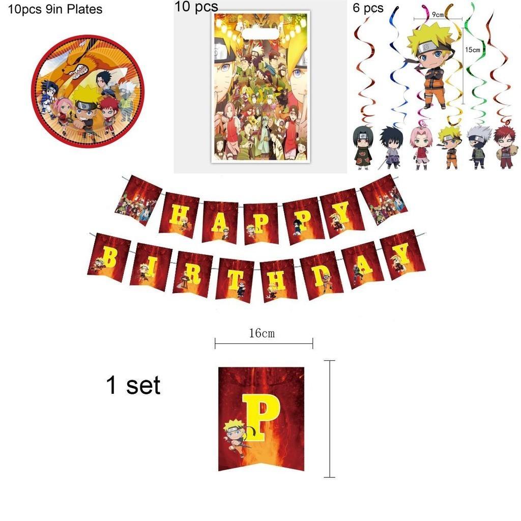 Naruto Ninja Birthday Party Decor Supplies Featuring Colorful Balloons And Plates