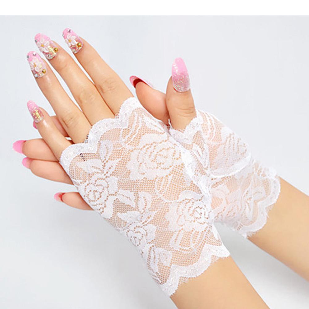 

Элегантный стиль Солнечные аксессуары Кружевные ажурные свадебные перчатки One Size белый