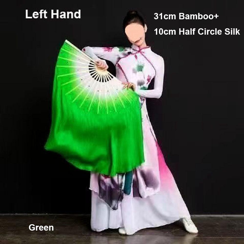 10cm Half Circle Silk Veil Chinese Short Bellydance Fan Hand Dye Adults Fan  Kid Women