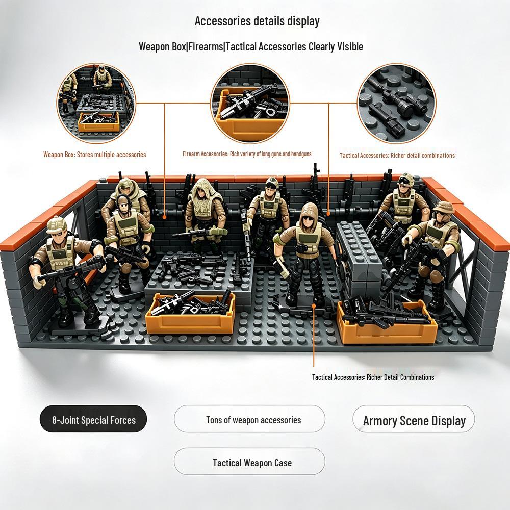 Movable Military Minifigure Building Blocks for Boys