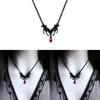 Gothic Black Bat Wing Pendant Necklace With Alloy Chain For Fashion Women