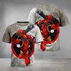 Deadpool Fashion 3D Printed T-shirt Paired with Cool Battle Print, Summer Round Neck Short Sleeved Loose and Eye-catching