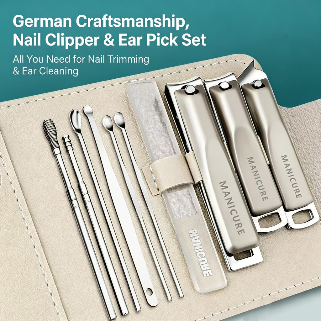 5/10pcs Premium Nail Clipper And Grooming Kit Complete with Travel Case Stainless Steel Cuticle Scissors Hand And Foot Care