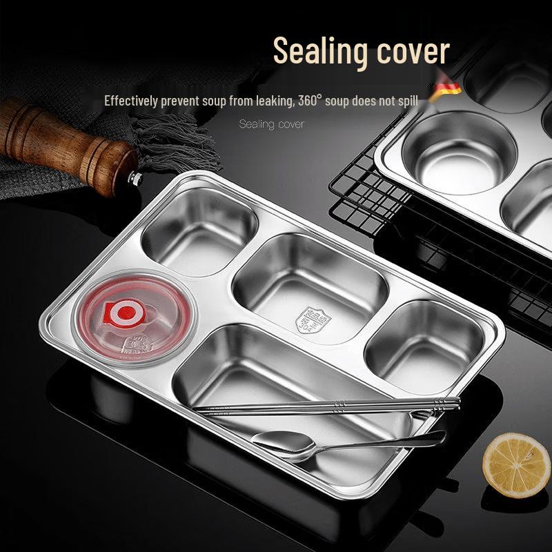 Large 304 Stainless Steel Divided Lunch Tray