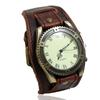 Mens Vintage Leather Bracelet Watch Accessory Adjustable Cuff Style Brown Black Retro Design