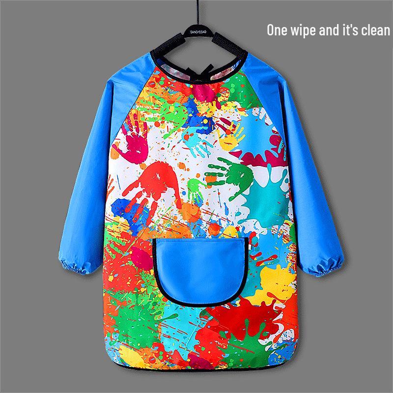 Children's Waterproof Art Smock and Bib for Painting and Eating, Kindergarten-Friendly