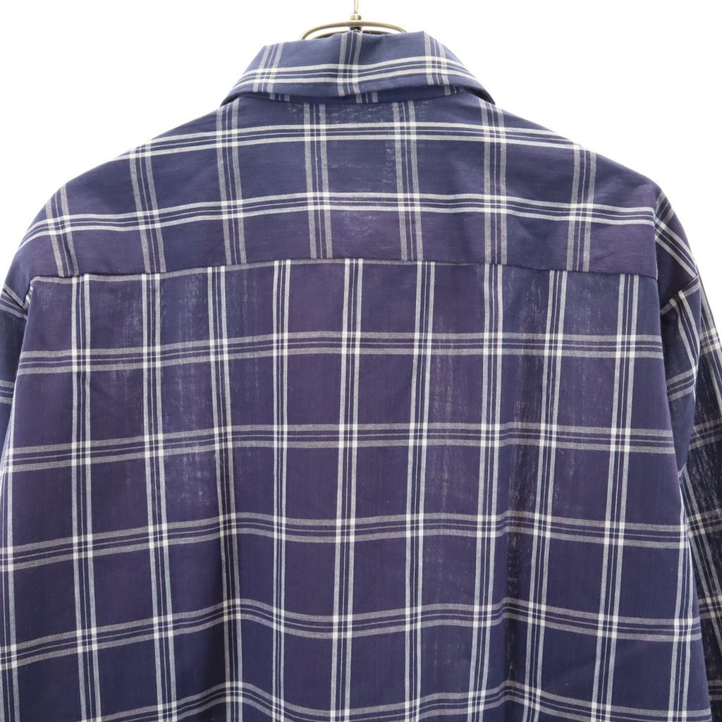 WILSHIRE 70s vintage Check Pattern Long sleeve shirt M Navy Men's Used