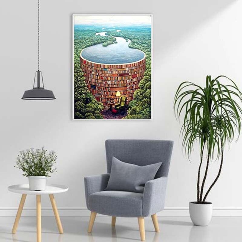 DIY Waterfall 5D Diamond Painting Full Round Drill Landscape Tree Diamond Embroidery Cross Stitch Mosaic Home Decor