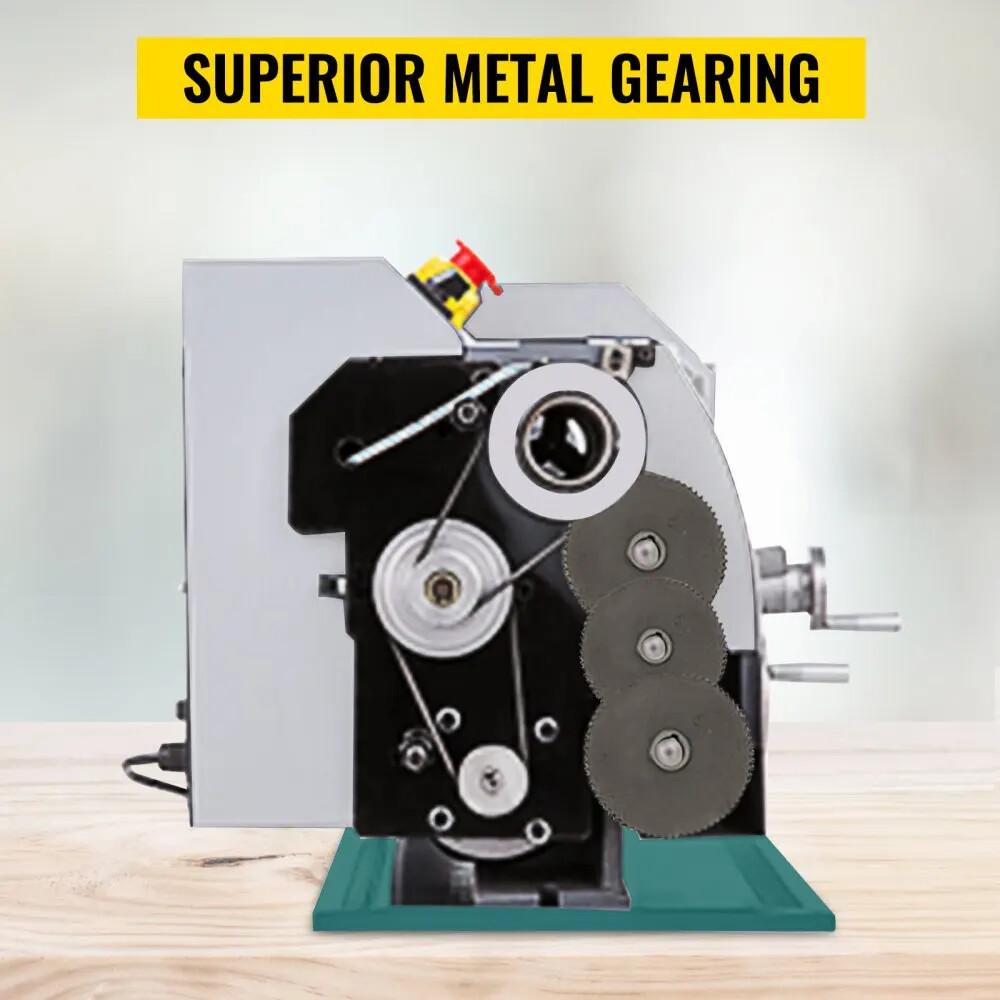 Tornio Mini Metallico VEVOR 8"x14" 750W Per Filettatura Ingranaggi Metallici Mandrino a 3 Ganasce da 4 Pollici ad Alta Precisione Per Oggetti Quadrati e Rotondi