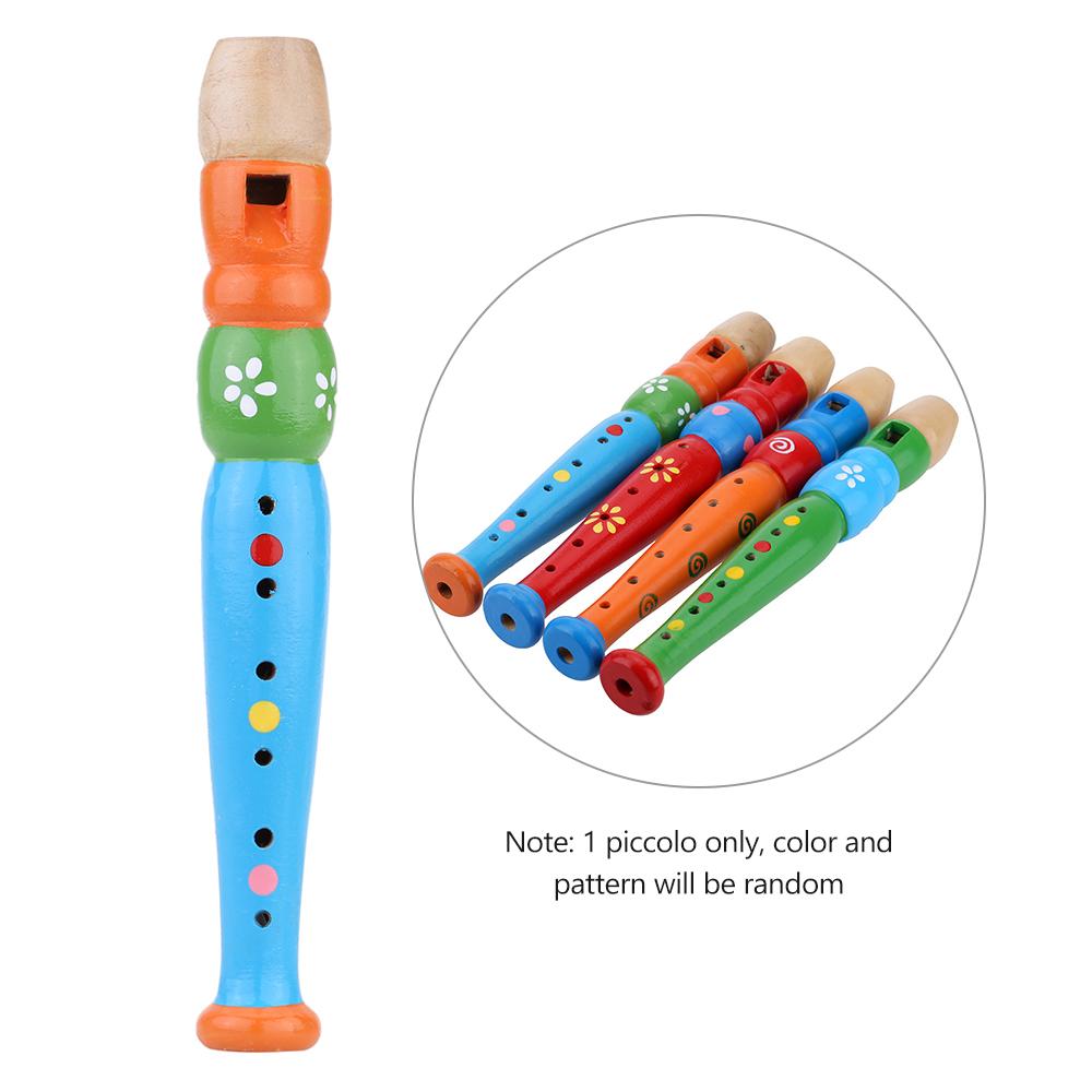 Wooden Piccolo Flute Sound Musical Instrument Early Education Toy Gift for Baby Kid Child