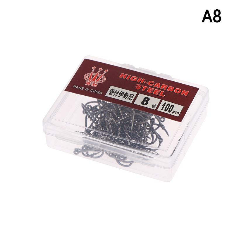 100Pcs/Box High Carbon Steel Fish Hook Durable High Strength Barbed Fishing Hooks With Ring For Carp Fishing Accessories