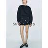 Spring Wetsuit Fabric Effect Metal Clasp Punk Sweatshirt 1529155 High Waist Short Skirt 5584164