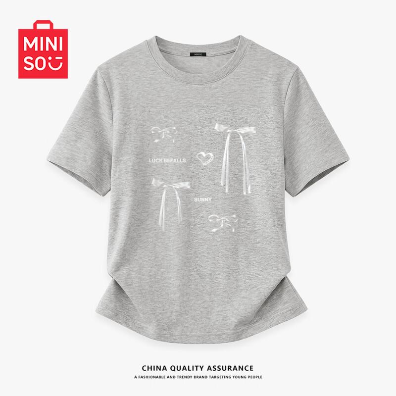 

MINISO Women s Pure Cotton Short Sleeve Loose T-Shirt M