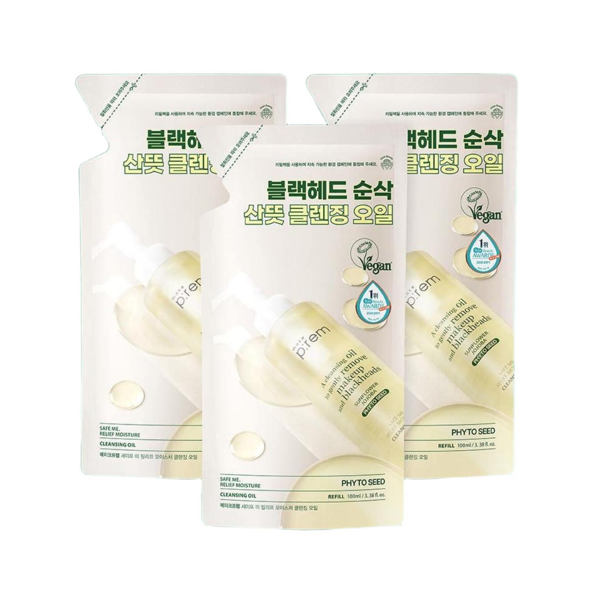 make p:rem Safe Me Relief Moisture Cleansing Oil Deep Pore Cleansing Makeup Remover Mini 100ml 3-Pack