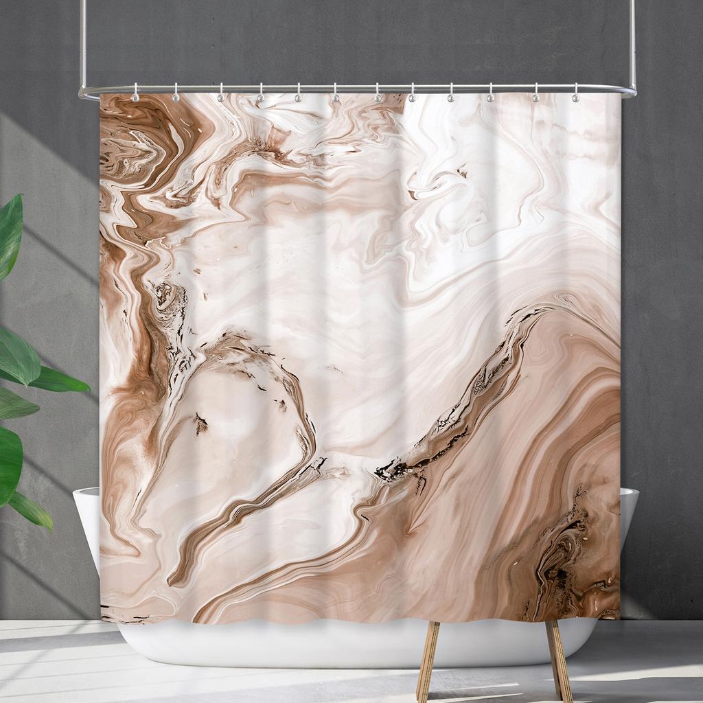 Shower Curtain Waterproof And Mildew-Proof Marble Pattern Bathroom Curtain Shower Curtain Partition Curtain Free Of Punching