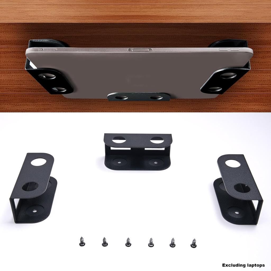 Under Table Laptop Storage Mount Metal Thickness 1.37" for MacBook No Trace Widened Design Protection Tray For Various Tables