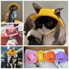 Adjustable Pet Sunshade Cap Cotton Pet Sunscreen Tie Hat Fashion Pet Fisherman Hat  Devon Rex