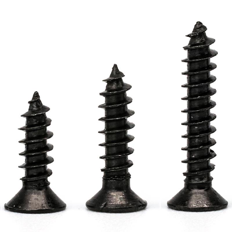 Carbon Steel Black Cross Recessed Countersunk Flat Head Tapping Screws Set