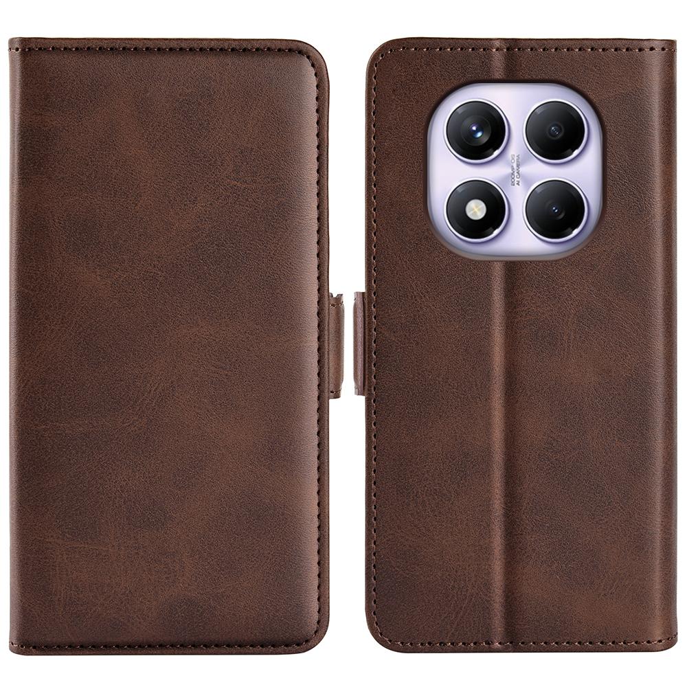 

For Xiaomi Redmi Note 14 Pro 4G Stand Case Calf Texture Leather Wallet Phone Cover Brown