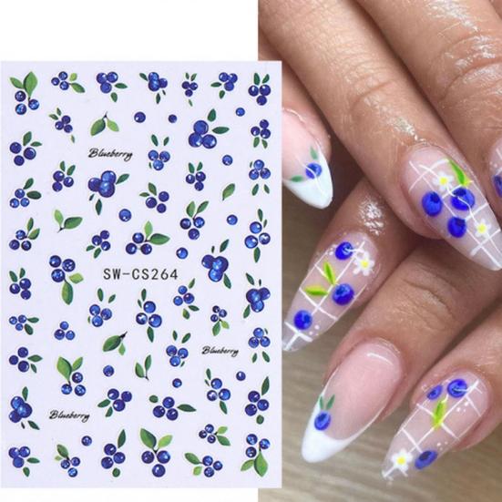 Frucht-Nagelkunst-Aufkleber Selbstklebend Zitrone Erdbeere Blaubeere Maniküre-Dekor Aufkleber Einfach anzuwenden Zuhause Salon DIY Nagelzubehör