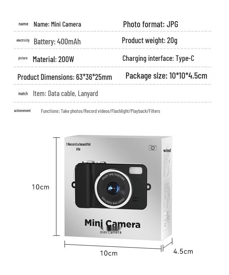 Compact HD Camera: Portable, Stylish Must-Have for Students' Daily Recording and Photography