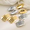 Exaggerated Irregular Geometric Stud Earrings Minimalist Ins Style Metal Wrinkled Texture Fashion Earrings For Women