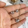 Fashion Exquisite Love Rhombus Inlaid Zircon Necklace Earrings Women'S Versatile Personality Temperament Jewelry