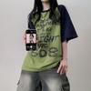 The Pink Oversized Color Block Raglan PrinTing T shirT 4 Colors