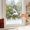 Christmas Window Clings White Elk Clings, Snowy Xmas Tree Windows Stickers, Shop Display Winter Forest Trees Decorations for Party Home Office
