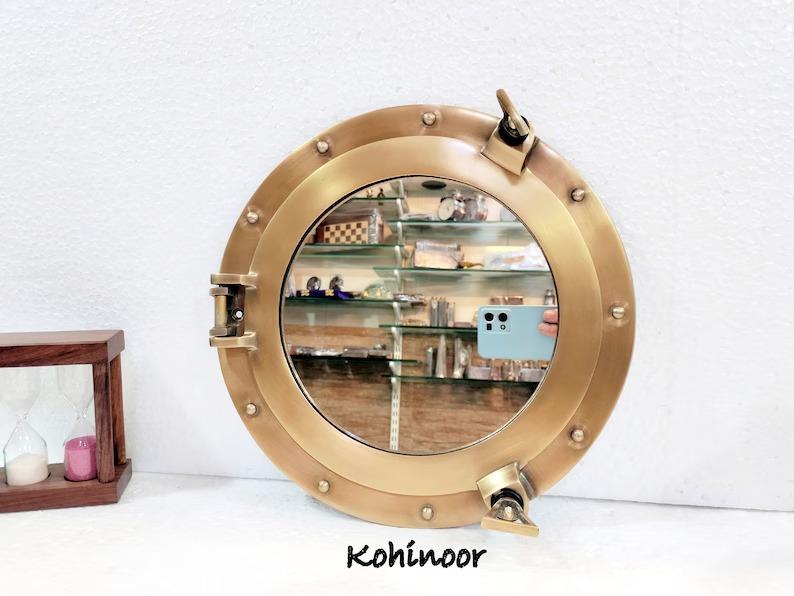 

Porthole Mirror 11 : Customized Engraved Nautical Wall Decor 11 inches коричневый