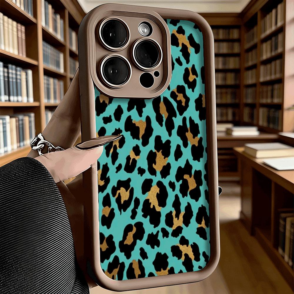 Teal Gold Leopard Print Luxury Anti-Slip TPU Phone Case For Xiaomi Redmi Note 15 14 13 12 11 10 9 Pro Full Protective Cover