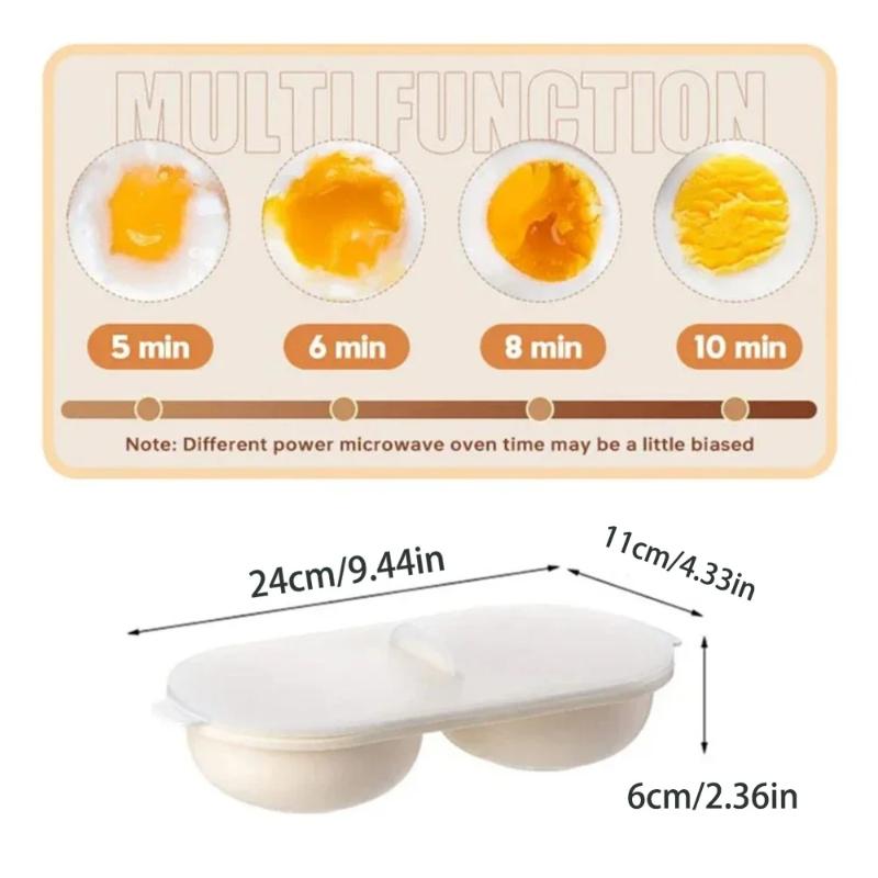 New Creative Egg Poacher Food Grade Pans Double Cup Egg Boiler Steam Microwave Oven Set Kitchen Cooking Tools Kitchen Tools