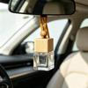 Empty Hanging Car Diffuser Bottles with Natural Wooden Lids Clear Glass Reusable for Homemade Car Air Fresheners