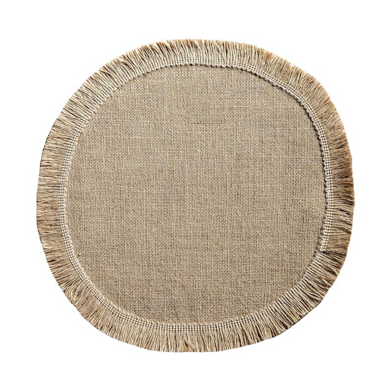 Braided Placemats Heat Resistant Jute Fringe Table Mats Hand Woven Non-Slip Place Mats Tea Cup Pad Indoor Dining Table Decor New