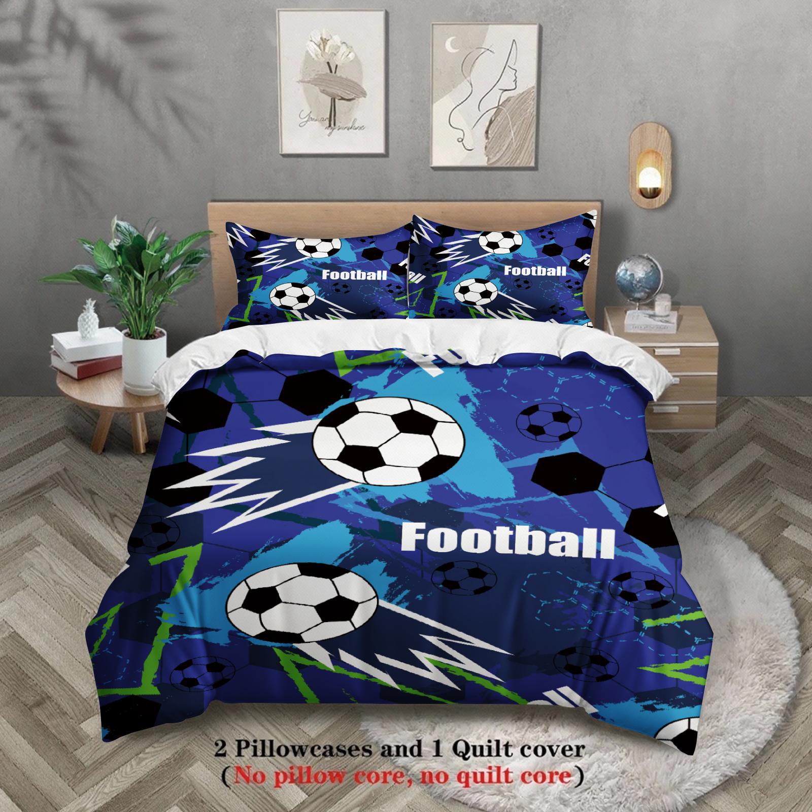 

3 шт. Комплект постельного белья Мультяшный Футбол 3D Принт Матовый Удобный Пододеяльник Королевский Размер Квин Полуторный Односпальный Размер Подарок на День Рождения Декор Комнаты EU Single 135x200cm