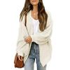 Chic Autumn Idle Style V-Neck Knitted Cardigan Women Sweater Jacket Versatile Loose Fit Casual Solid Color Lantern Sleeve Pullovers
