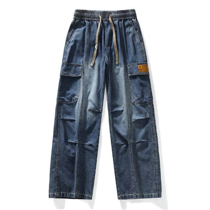 

Новый весенне-осенний стиль Ретро рабочая одежда Джинсы для мужчин, Окрашенные жёлтой грязью и выстиранные водой, Большой размер для мужчин 8XL