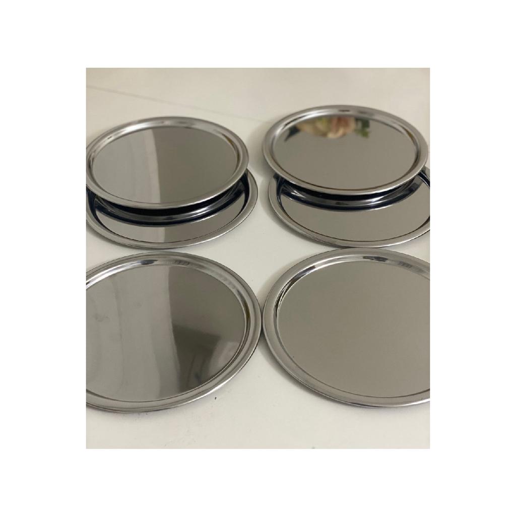 Dekoratives Serviertablett aus Edelstahl, 6-teilig, rund, Luxus-Präsentation