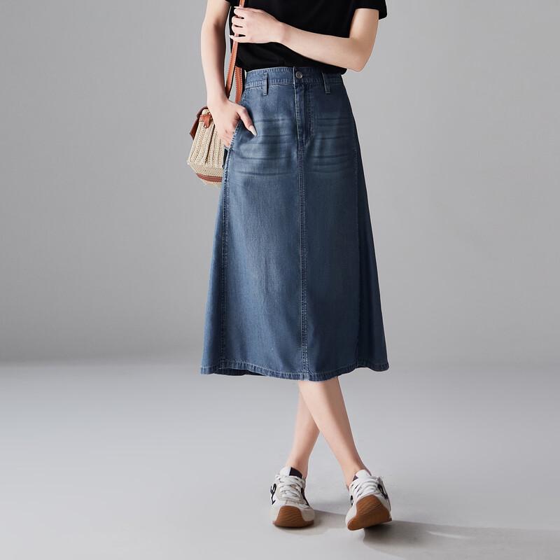 SOFSIL Women s Lyocell High-Waist A-Line Denim Skirt XL
