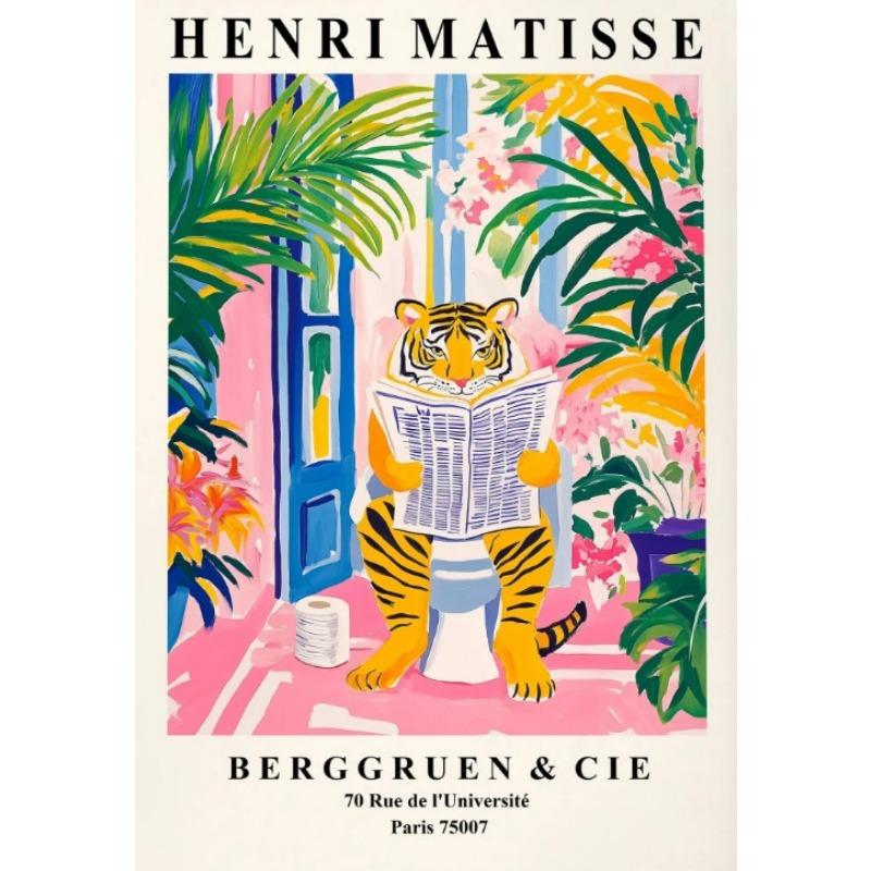 Matisse Animals In The Bathroom Poster Wild Animals Matisse Art Painting Wall Decor Colorful Wall Decoration Canvas Prints Gift