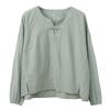 Johnature Women Vintage Pullover T-Shirts Soft Spring Solid Color Long Sleeve Button Casual Loose T-Shirts