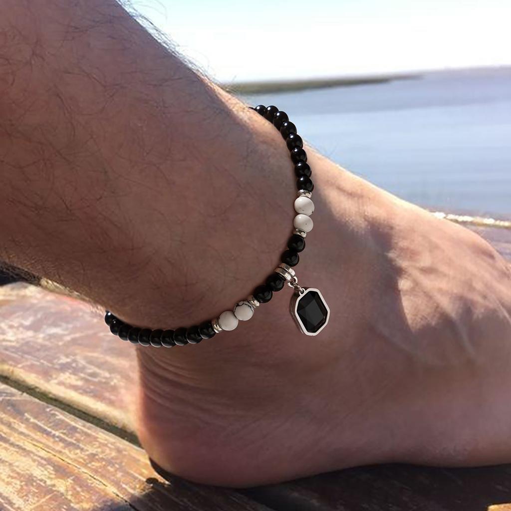 Simple Beaded Foot Chain Anklet Delicate Stone Pendant Anklet Bracelet Ornament Ankle Bracelet for Women and Girls