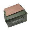 Folding Camping Storage Box with Wooden Lid Collapsible Storage Bin Container with Wheels for Car Camping Picnic